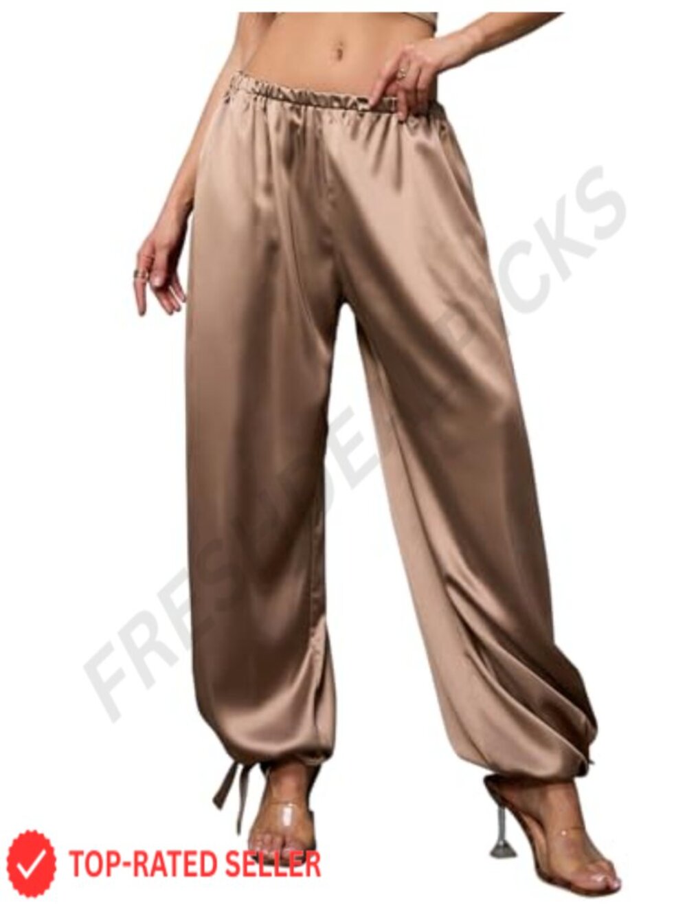 Satin Balloon Pants Harem Trousers Tie Ankle Dressy